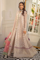 Pakistani Seashell Pink Zardozi Lorex Kalidar (3-Piece) - Image 1