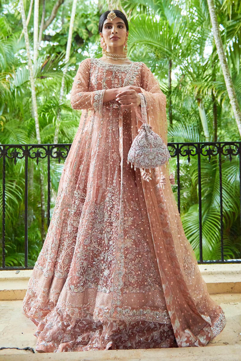 Blush Pink Embroidered Net Kalidar Dress (3-Piece) - Image 1
