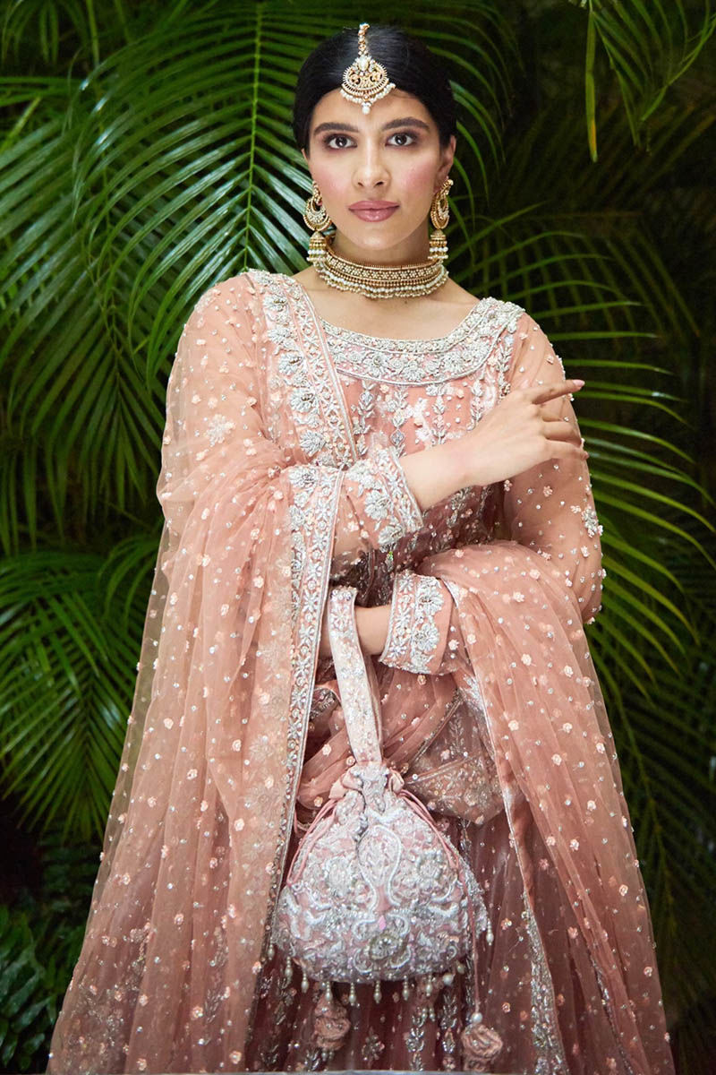 Blush Pink Embroidered Net Kalidar Dress (3-Piece) - Image 2