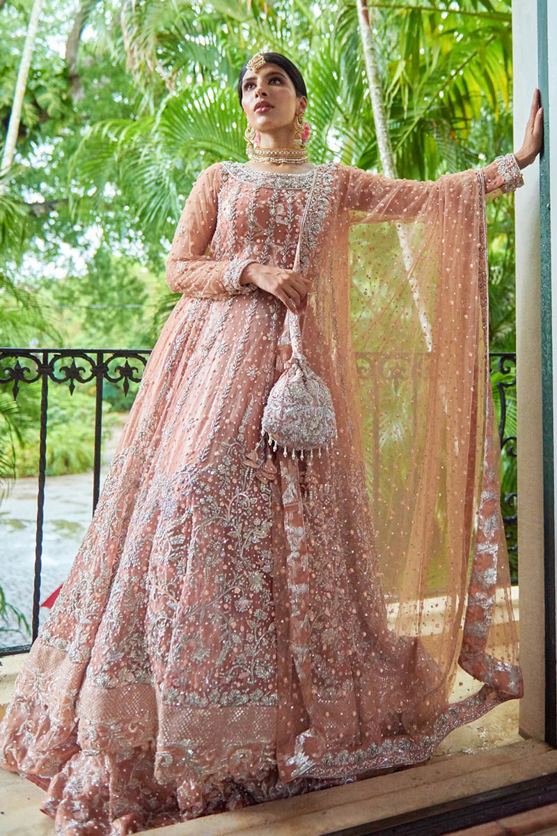 Blush Pink Embroidered Net Kalidar Dress (3-Piece) - Image 3