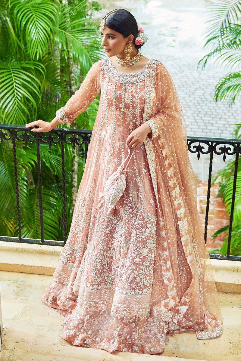 Blush Pink Embroidered Net Kalidar Dress (3-Piece) - Image 4