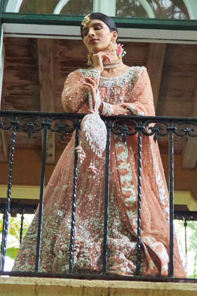 Blush Pink Embroidered Net Kalidar Dress (3-Piece) - Image 5