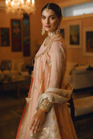 Pink Peach Zardozi Organza Kalidar Dress (3-Piece) - Image 4