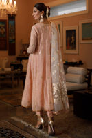 Pink Peach Zardozi Organza Kalidar Dress (3-Piece) - Image 5