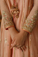 Pink Peach Zardozi Organza Kalidar Dress (3-Piece) - Image 7