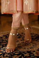 Pink Peach Zardozi Organza Kalidar Dress (3-Piece) - Image 9