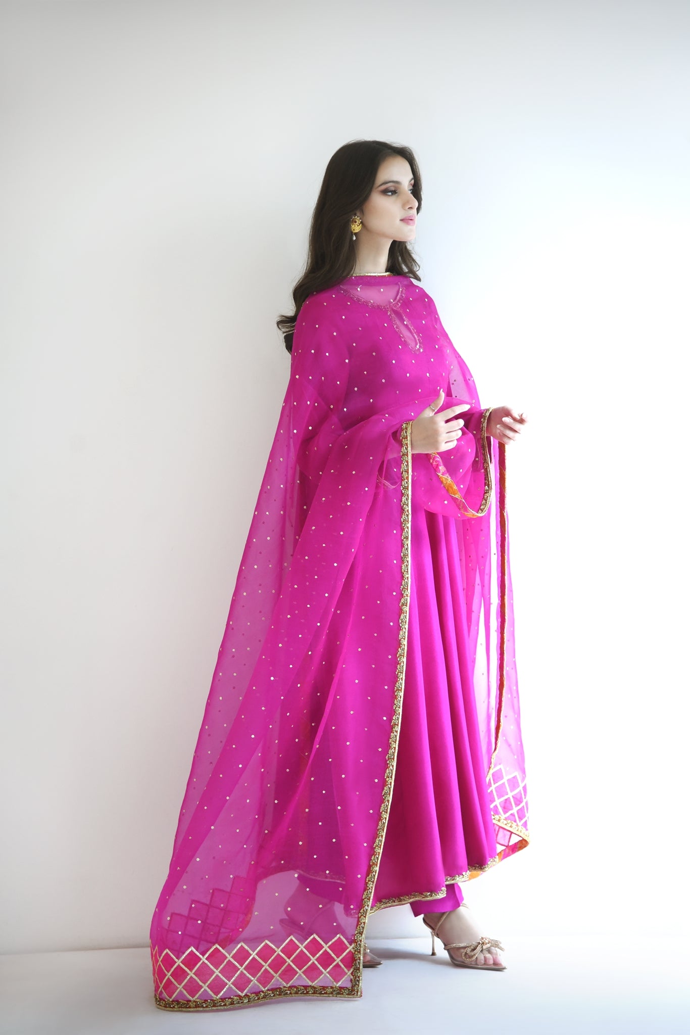 Magenta Embellished Pure Raw Silk Kalidaar (2-Piece) - Image 2