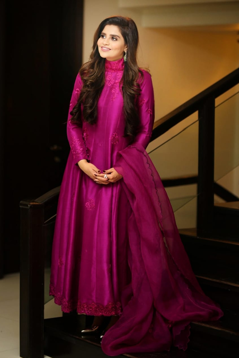 Pakistani Magenta Embroidered Pure Raw Silk Kalidaar (3-Piece) - Image 1