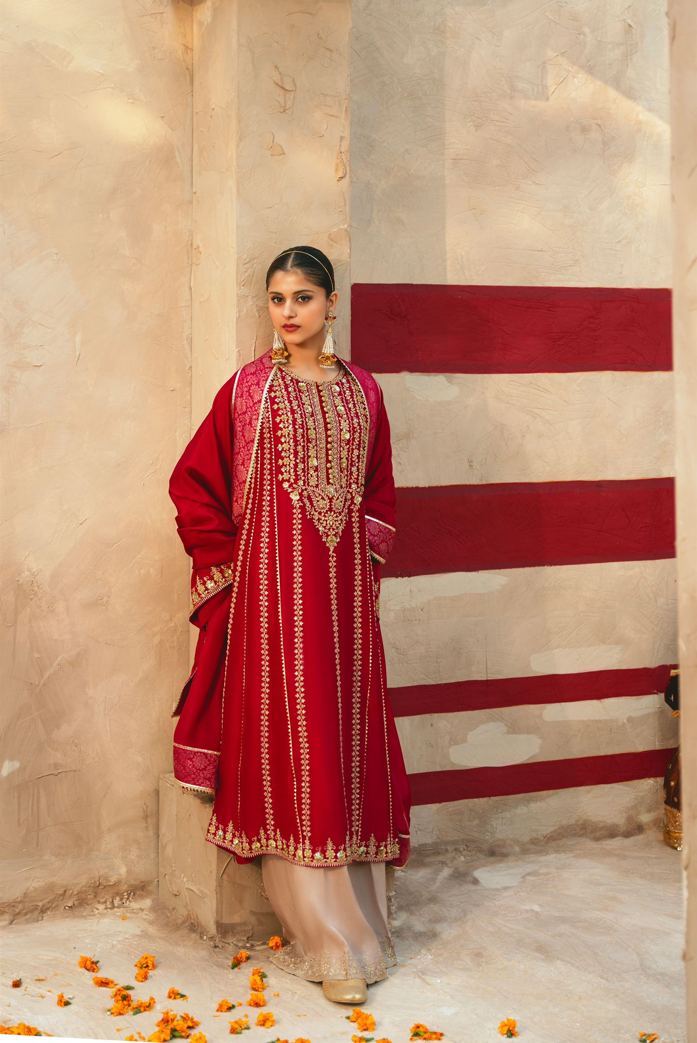 Magenta Zardozi Raw Silk Kalidaar (3-Piece) - Image 1