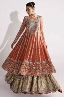 Indian Coral Pink Zardozi Tissue Kalidaar Dress (2-Piece) - Image 6