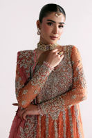 Indian Coral Pink Zardozi Tissue Kalidaar Dress (2-Piece) - Image 7