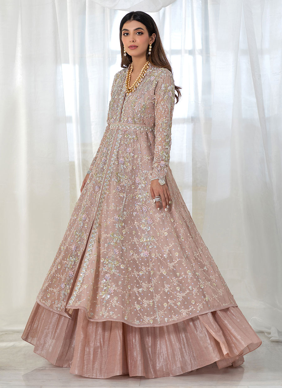Chai Pink Embellished Tulle Kalidaar (2-Piece) - Image 1