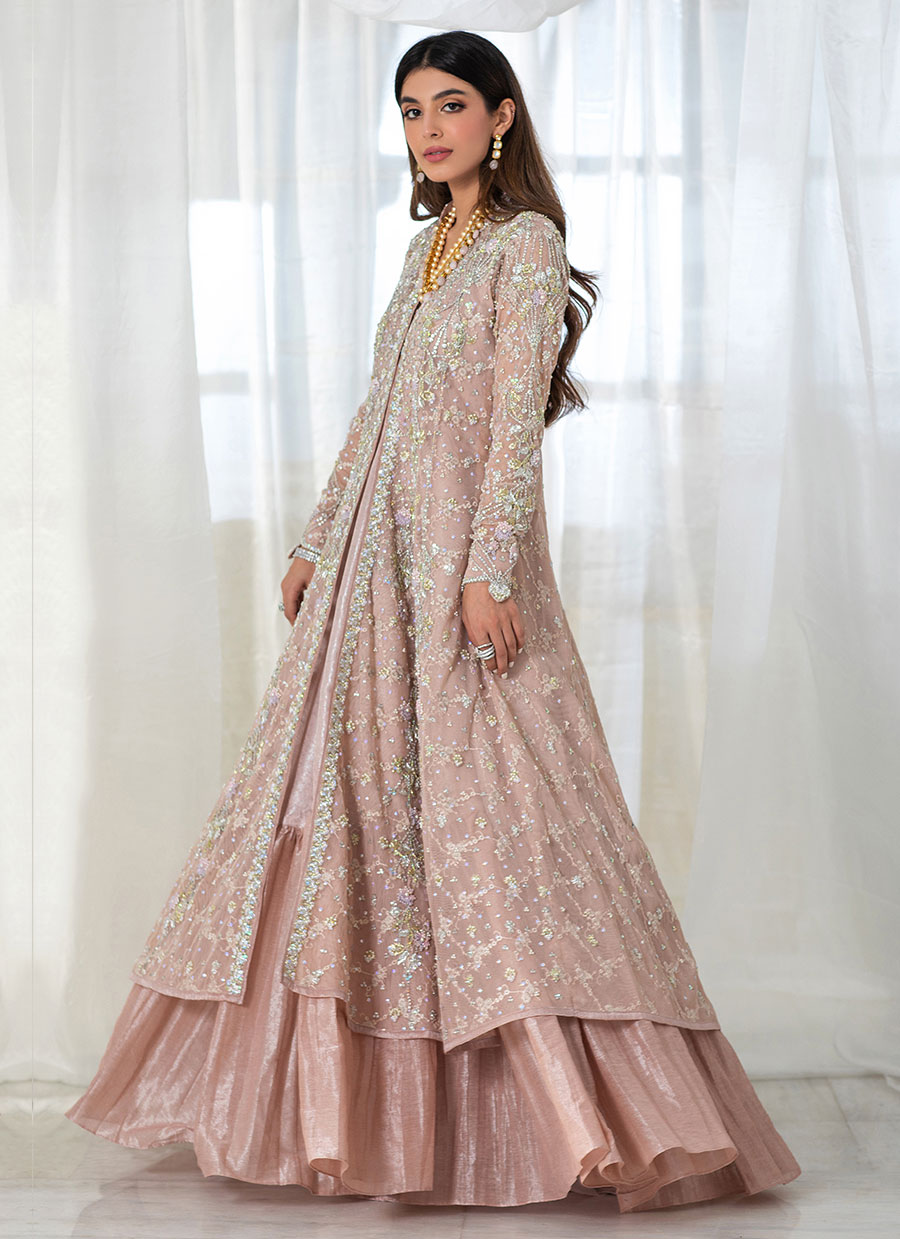 Chai Pink Embellished Tulle Kalidaar (2-Piece) - Image 6