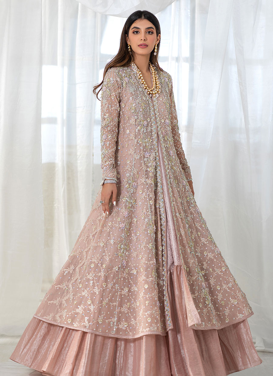 Chai Pink Embellished Tulle Kalidaar (2-Piece) - Image 7