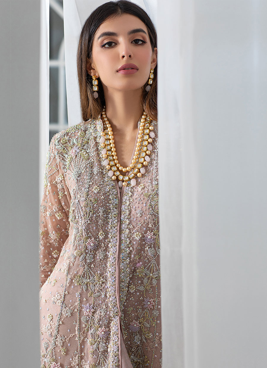 Chai Pink Embellished Tulle Kalidaar (2-Piece) - Image 8