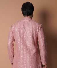 Tea Pink Resham & Sequin Embroidered Kurta (2-Piece) - Image 5