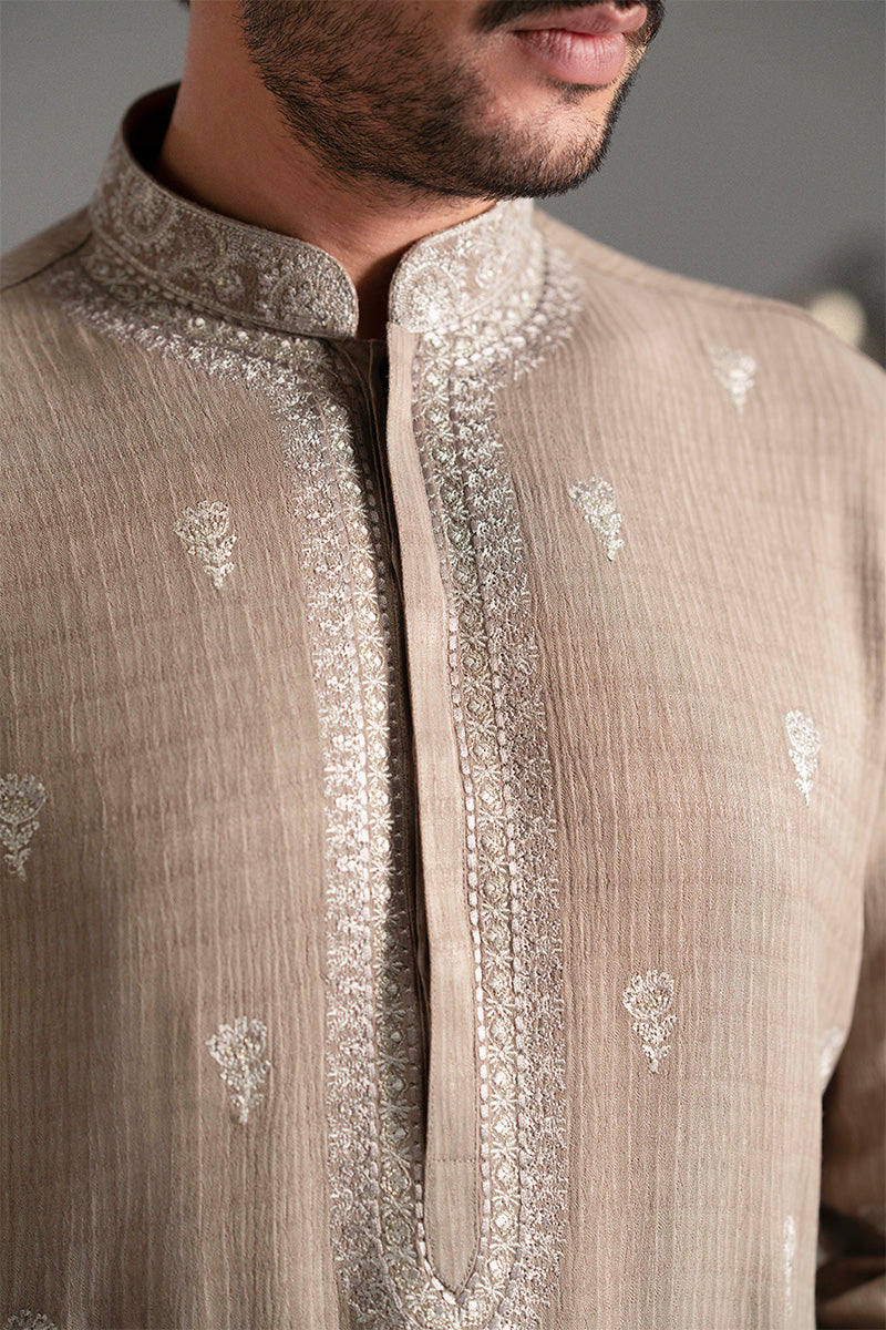 Mauve Pink Tilla Embroidered Silk-Blend Kurta Pajama (2-Piece) - Image 3