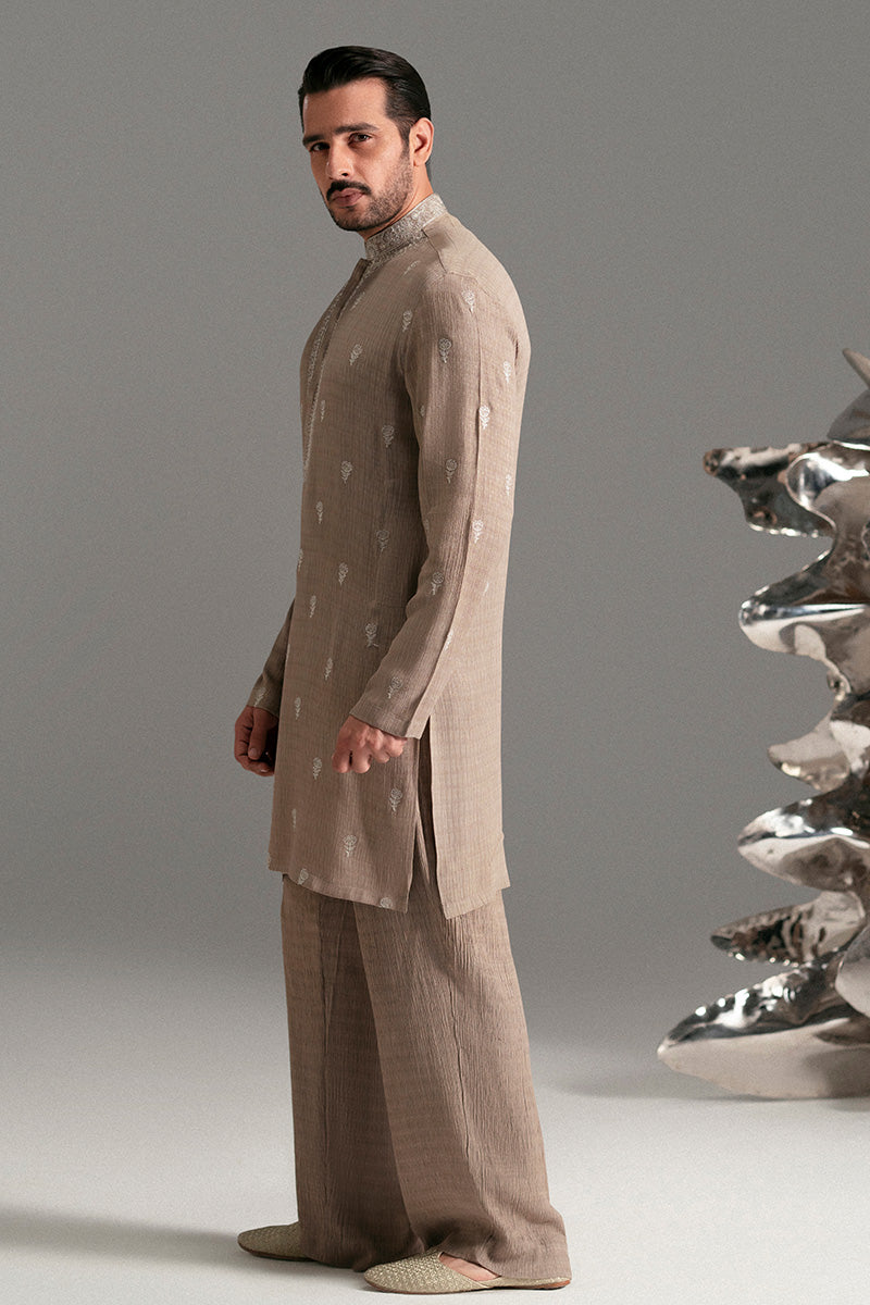 Mauve Pink Tilla Embroidered Silk-Blend Kurta Pajama (2-Piece) - Image 4