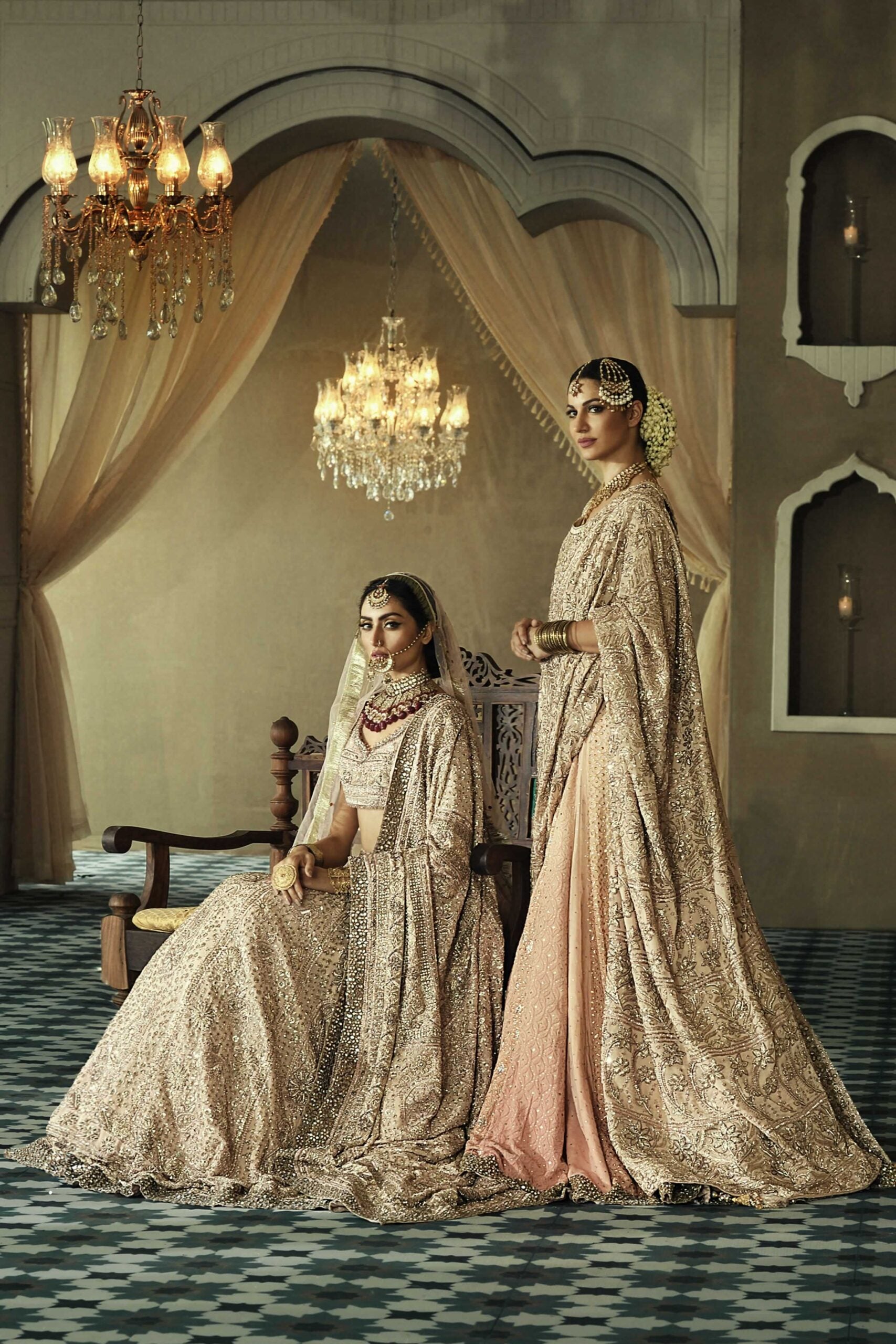 Pakistani Peach Chiffon Chikankari Lehenga Saree (3-Piece) - Image 2