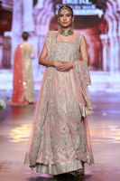 Pakistani Powder Pink Embellished Chiffon Bridal Lehenga (3-Piece) - Image 2