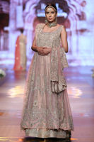 Pakistani Powder Pink Embellished Chiffon Bridal Lehenga (3-Piece) - Image 3