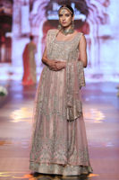 Pakistani Powder Pink Embellished Chiffon Bridal Lehenga (3-Piece) - Image 4