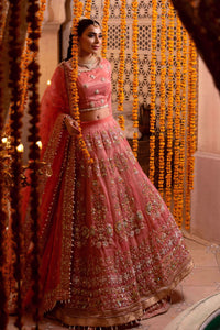 Fresh Pink Embroidered Cotton Net Lehenga Choli (3-Piece) - Image 4