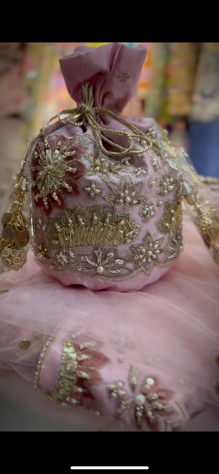 Rose Pink Embellished Cotton Silk Bridal Lehenga (3-Piece) - Image 3