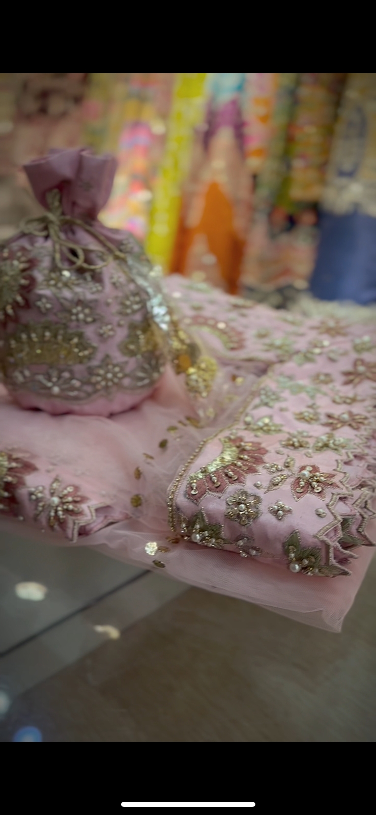 Rose Pink Embellished Cotton Silk Bridal Lehenga (3-Piece) - Image 5