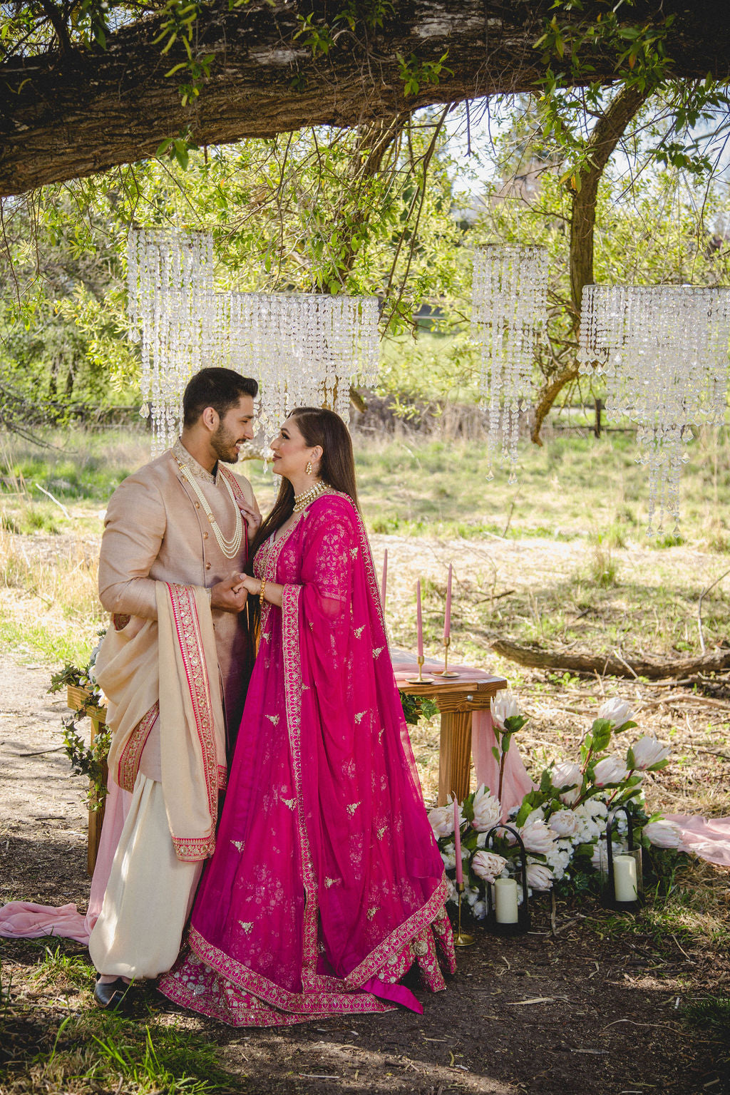 Fuchsia Embroidered Dupion Silk Bridal Lehenga Choli (3-Piece) - Image 13