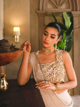 Blush Pink Handworked Georgette Chiffon Lehenga (3-Piece) - Image 3