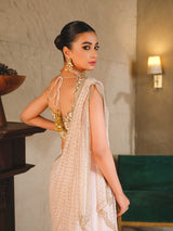 Blush Pink Handworked Georgette Chiffon Lehenga (3-Piece) - Image 7