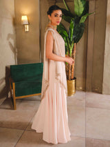 Blush Pink Handworked Georgette Chiffon Lehenga (3-Piece) - Image 8