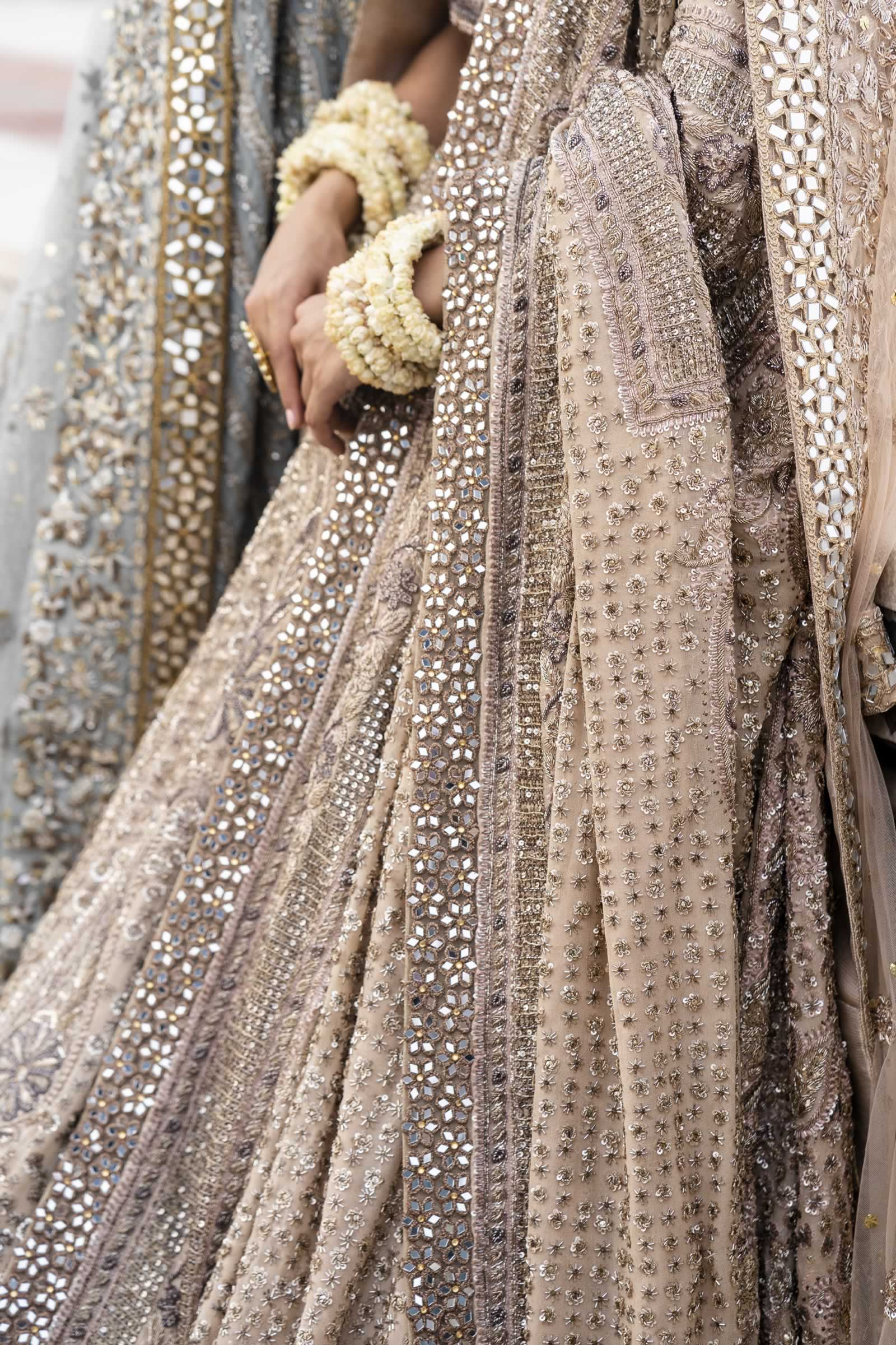 Pakistani Tea-Pink Lucknowi Chikan Kari Georgette Lehenga Choli (3-Piece) - Image 4