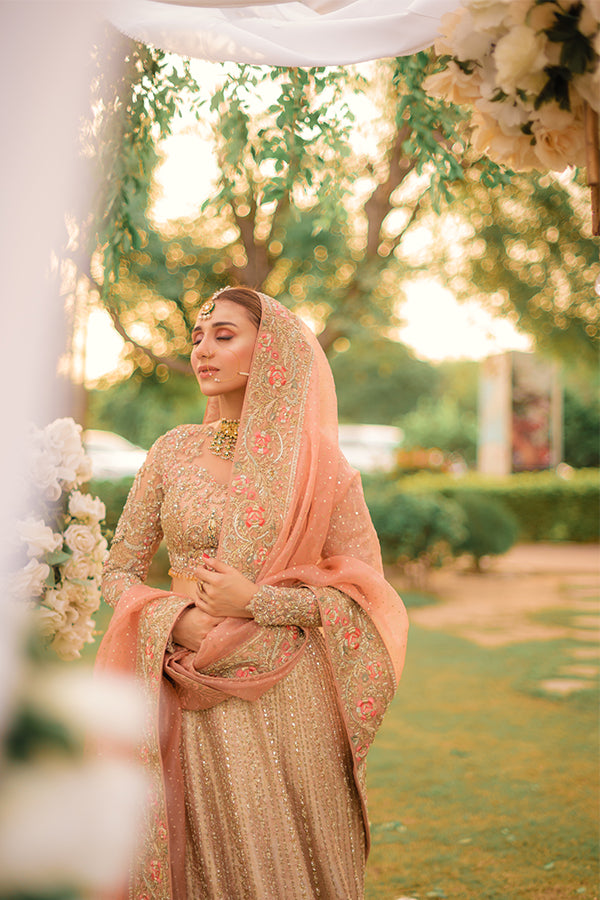 Blush Pink Embellished Net Choli with Jamawar Lehenga (3-Piece) - Image 7