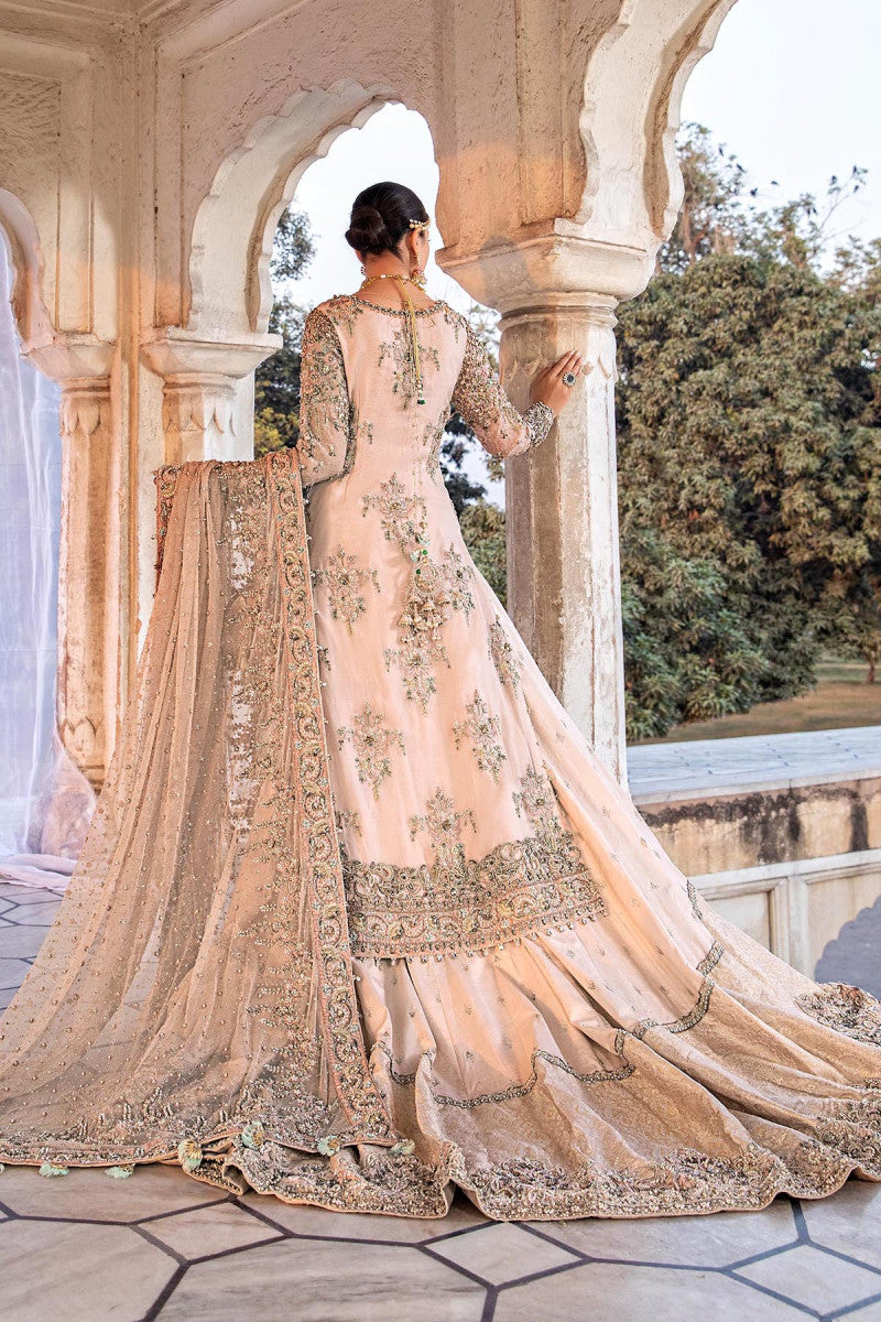 Pakistani Powder Pink Embellished Organza & Jamawar Bridal Lehenga (3-Piece) - Image 5