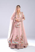 Pakistani Blush Pink Embroidered Net Angrakha Lehenga (3-Piece) - Image 1
