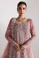 Deep Pink Zardozi Net Shirt with Jamawar Lehenga (3-Piece) - Image 5