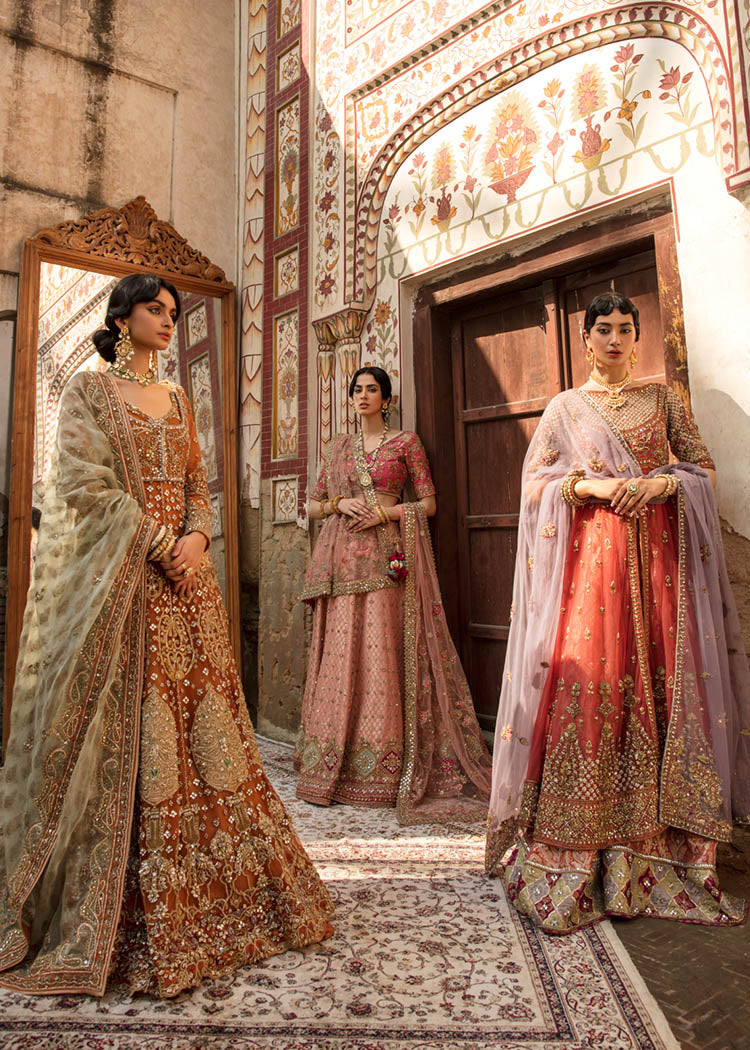 Watermelon Pink Zardozi Raw Silk & Jamawar Lehenga (3-Piece) - Image 2