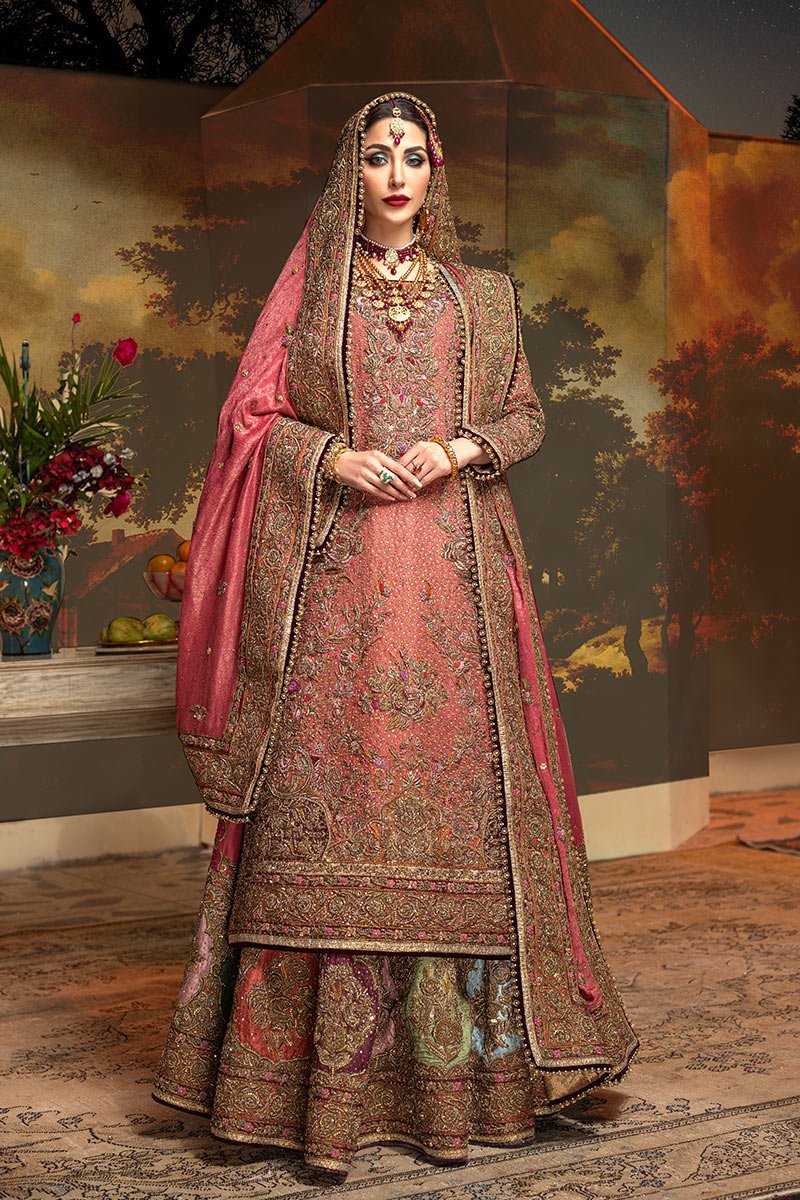 Deep Rose Katha Bridal Lehenga Set (3-Piece) - Image 1