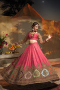 Deep Rose Katha Bridal Lehenga Set (3-Piece) - Image 3