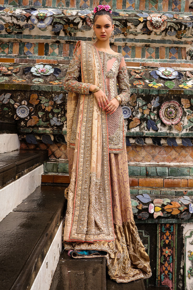 Pakistani Dusty Pink & Lavender Embroidered Luxe Fabric Lehenga (3-Piece) - Image 1