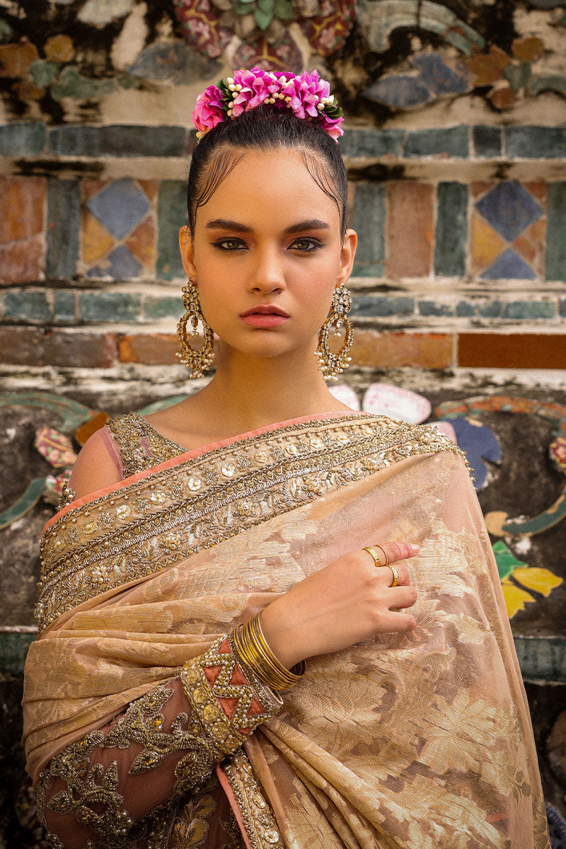 Pakistani Dusty Pink & Lavender Embroidered Luxe Fabric Lehenga (3-Piece) - Image 10