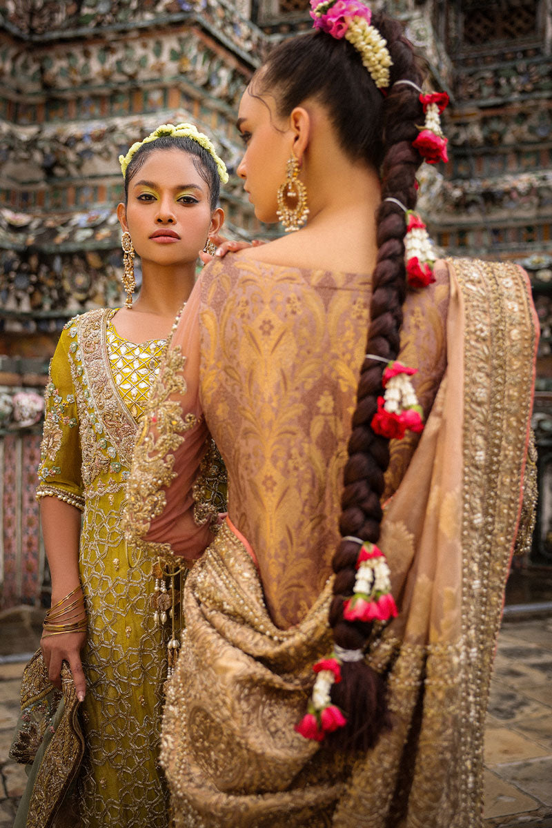 Pakistani Dusty Pink & Lavender Embroidered Luxe Fabric Lehenga (3-Piece) - Image 13