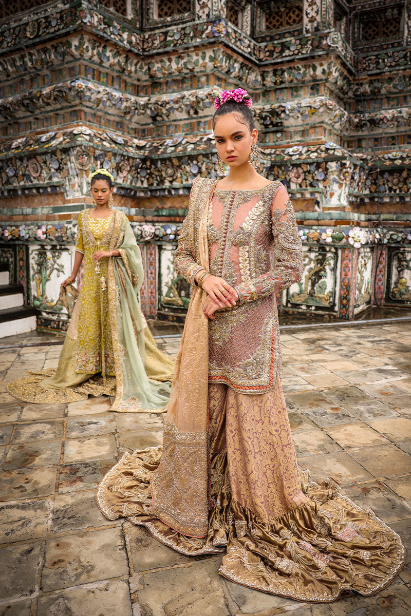 Pakistani Dusty Pink & Lavender Embroidered Luxe Fabric Lehenga (3-Piece) - Image 14