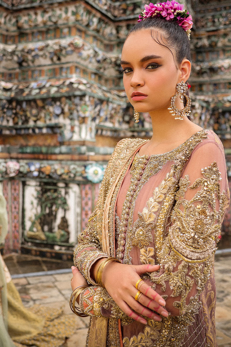 Pakistani Dusty Pink & Lavender Embroidered Luxe Fabric Lehenga (3-Piece) - Image 3