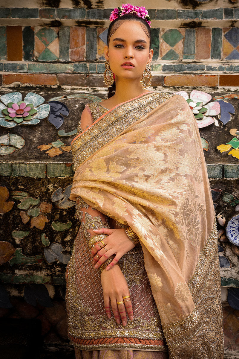 Pakistani Dusty Pink & Lavender Embroidered Luxe Fabric Lehenga (3-Piece) - Image 4