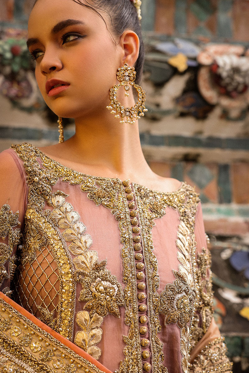 Pakistani Dusty Pink & Lavender Embroidered Luxe Fabric Lehenga (3-Piece) - Image 7