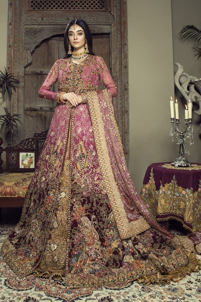 Pakistani Ivory Rose Gold Embroidered Chiffon Gown (3-Piece) - Image 1