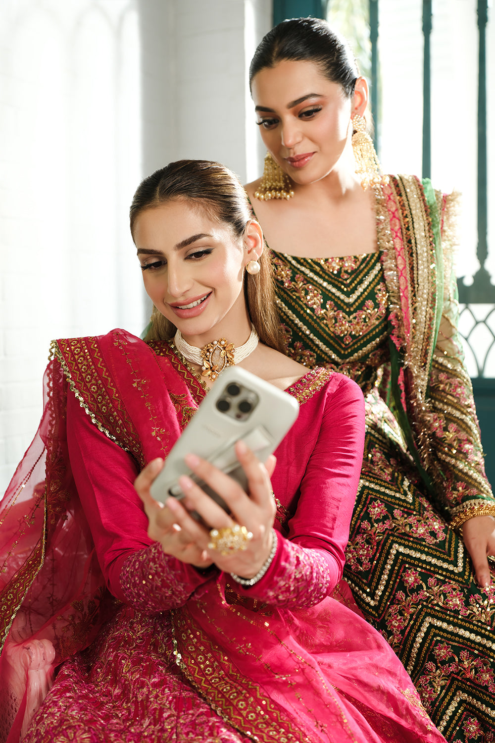 Fuchsia Pink Embroidered Korean Silk Lehenga (3-Piece) - Image 13